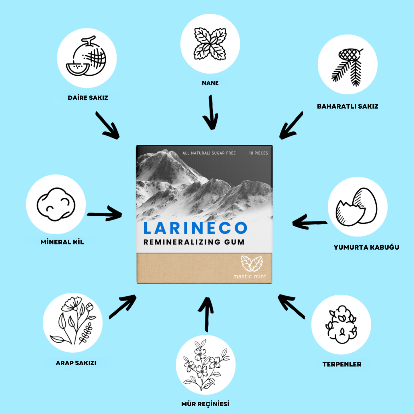 LARINECO® Mine Güçlendirci Diş Beyazlatan Sakız